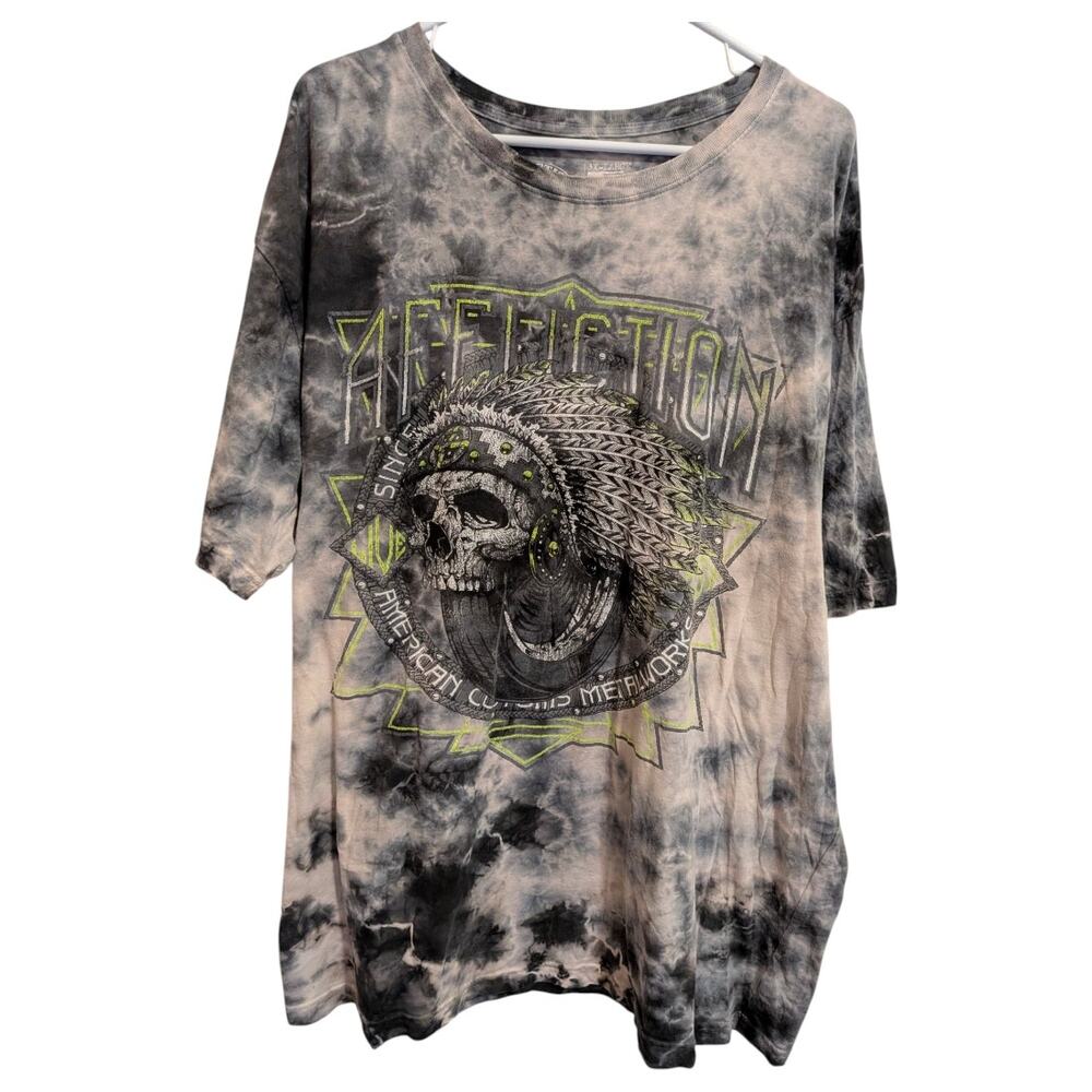 Affliction American Customs Metalwork Tie Dye Shirt Men's 3XL Y2K Biker Moto